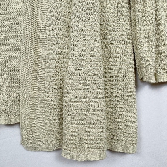 J. Jill Womens Linen Open Knit Cardigan Sweater Sz L Beachy Coastal Open Front - Picture 3 of 12